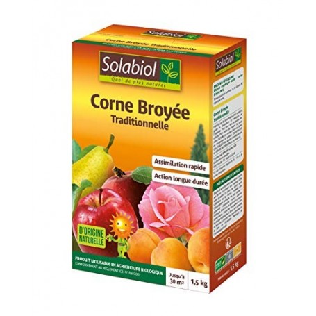 Solabiol Corne Broyée Traditionelle SOCOR15G10-Corne Traditionnelle-1,5kg Jusqu’à 30m2, Jaune