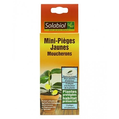 Solabiol SOPIFLOR Mini-Pièges Jaunes Moucherons Discret pour Plantes D'Intérieur, 8 x 2 x 23 cm