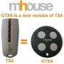 MHOUSE GTX4 de télécommande 433,92 MHz 4 canaux. Entièrement compatible avec MHOUSE TX4, MHOUSE MT4 MOOVO, MHOUSE TX3