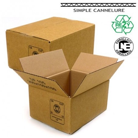 Packdiscount-Caisse Carton Simple Cannelure 32 X 25 X 18 Cm. Lot De 20 Unités