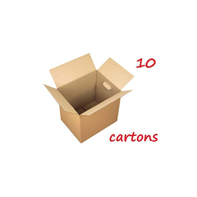 Lot de 10 boites en Carton Avec poignées 40X30X27 CM Haute