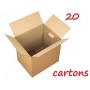 Lot de 20 boites en Carton Avec poignées pour déménagement 40X30X27 CM Haute résistance 20KG | marron fabriqué en France